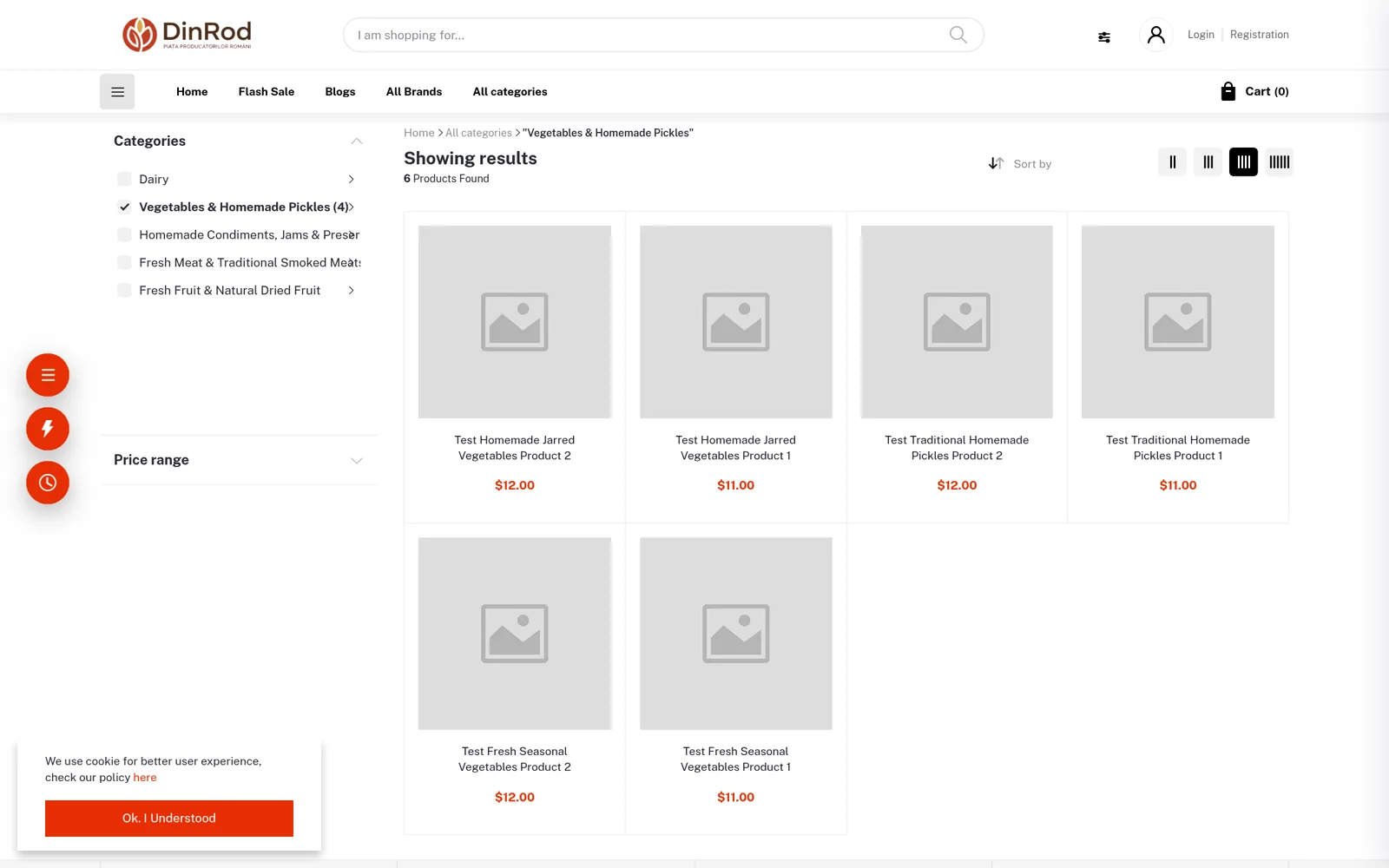 Category browsing page for exploring products by department