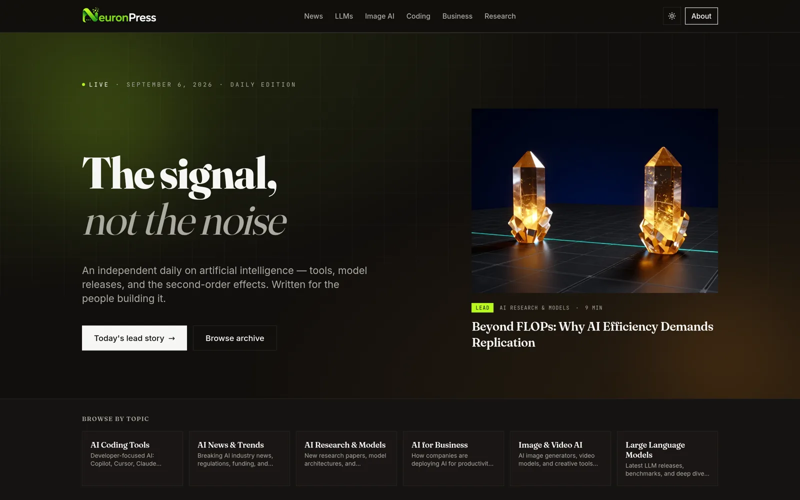 Homepage with the latest AI news and analysis